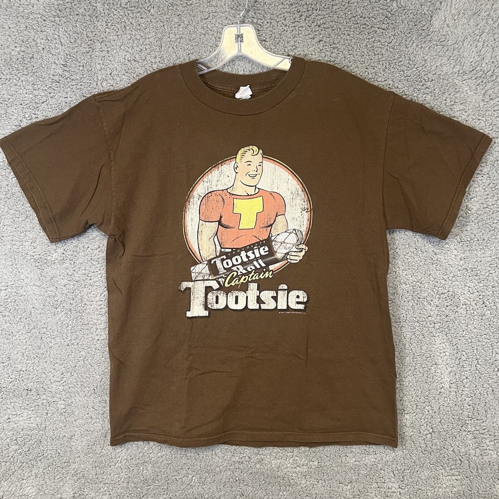 VTG Alstyle T Shirt Men's Size L Brown Captain Tootsie Roll Graphic‎ Tee